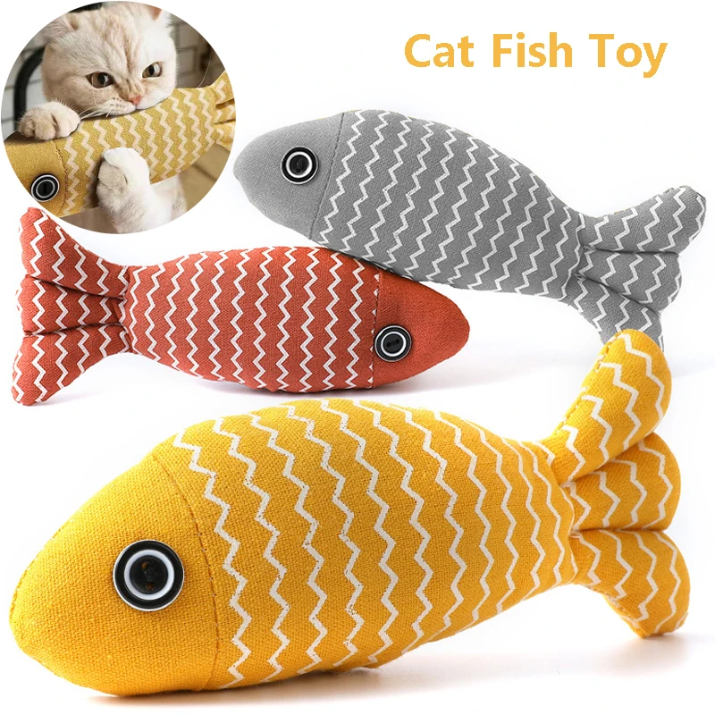 Brinquedo de Peixe para Gato de Linho 20 cm para Mastigar - Imagem 2