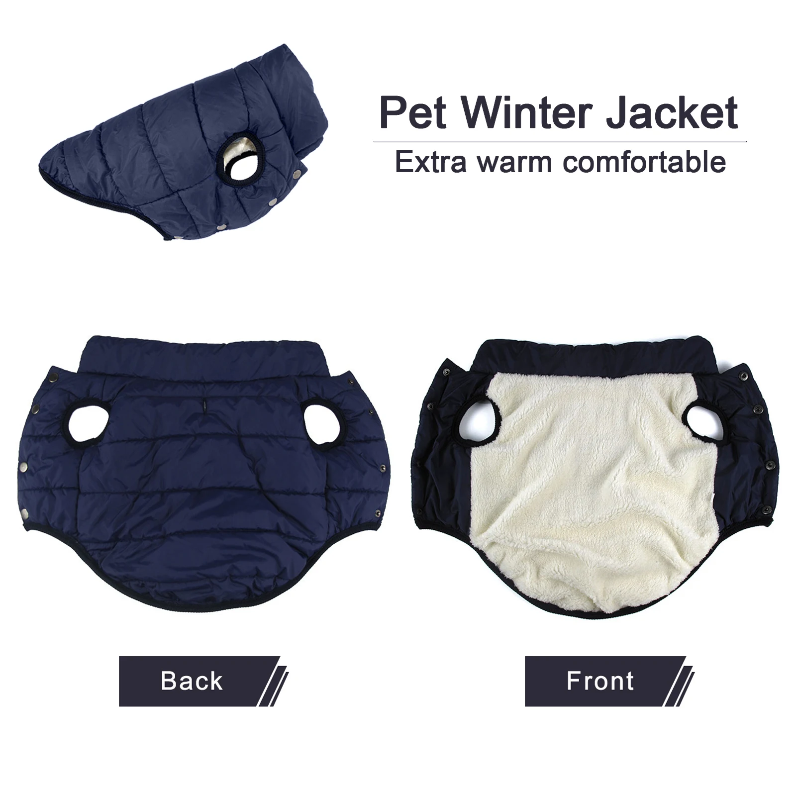 Jaqueta Parka para Cães de Poliéster com Forro de Lã para o Inverno - Imagem 5