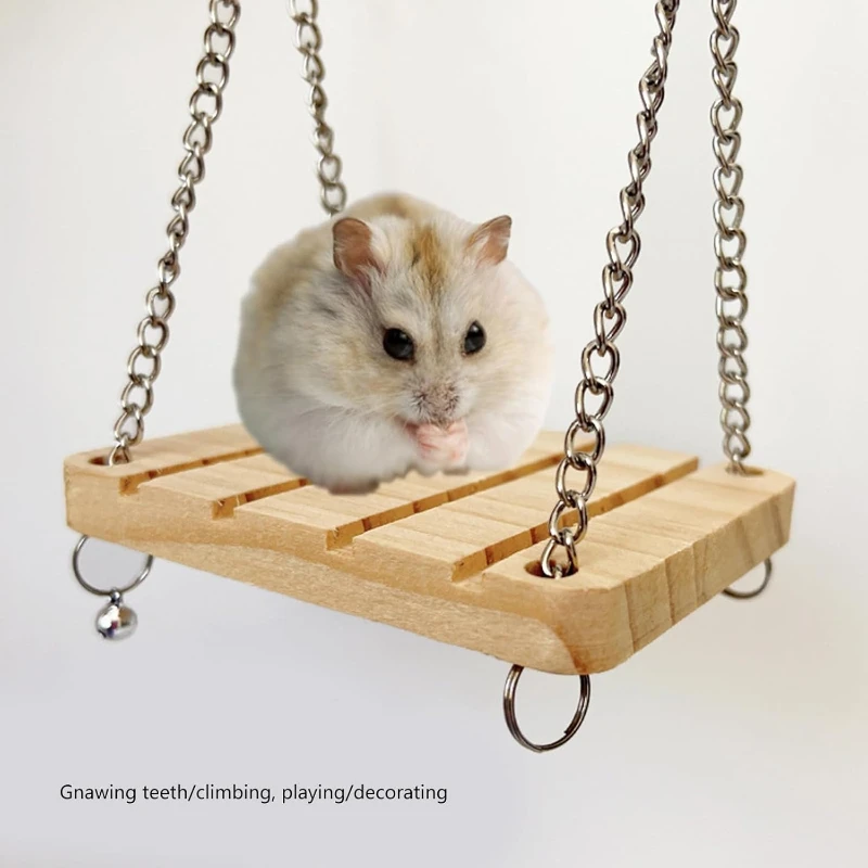 Balanço de Madeira Natural para Hamster com Correntes e Ganchos - Image 2