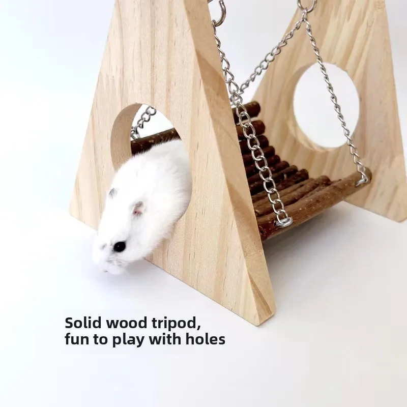 Balanço de Madeira para Hamster com Brinquedo de Mastigar Triangular - Imagem 3
