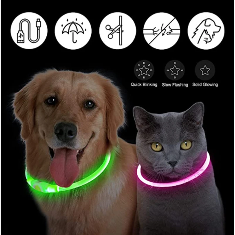 Coleira LED para Cães e Gatos Recarregável USB e Ajustável - Imagem 3