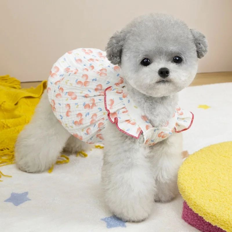 Vestido para Cães e Gatos de Algodão Estampa Floral Branco - Image 2