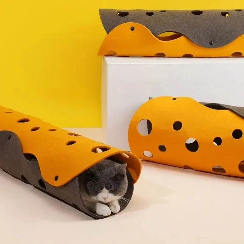 Brinquedo Túnel para Gatos Dobrável de Feltro - Image 4