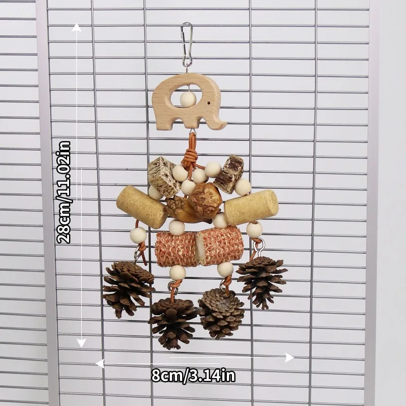 Brinquedo para Pássaros e Papagaios de Roer em Madeira com Rattan - Imagem 4