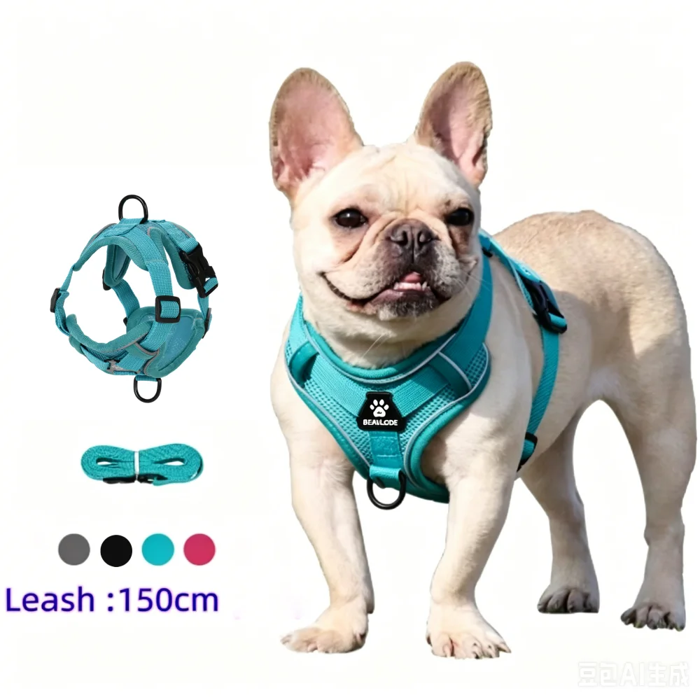 Conjunto de Peitoral e Guia para Cães Pequenos Ajustável e Refletivo - Imagem 2
