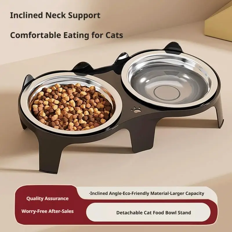 Tigela Dupla para Gatos Inox Elevada com Suporte de 8 cm - Imagem 3