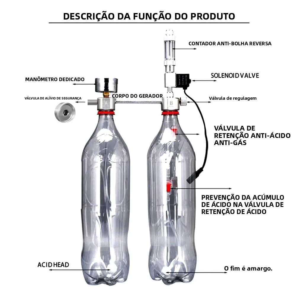 Gerador de CO2 DIY para Aquário com Válvula Solenoide e Contador de Bolhas - Image 2