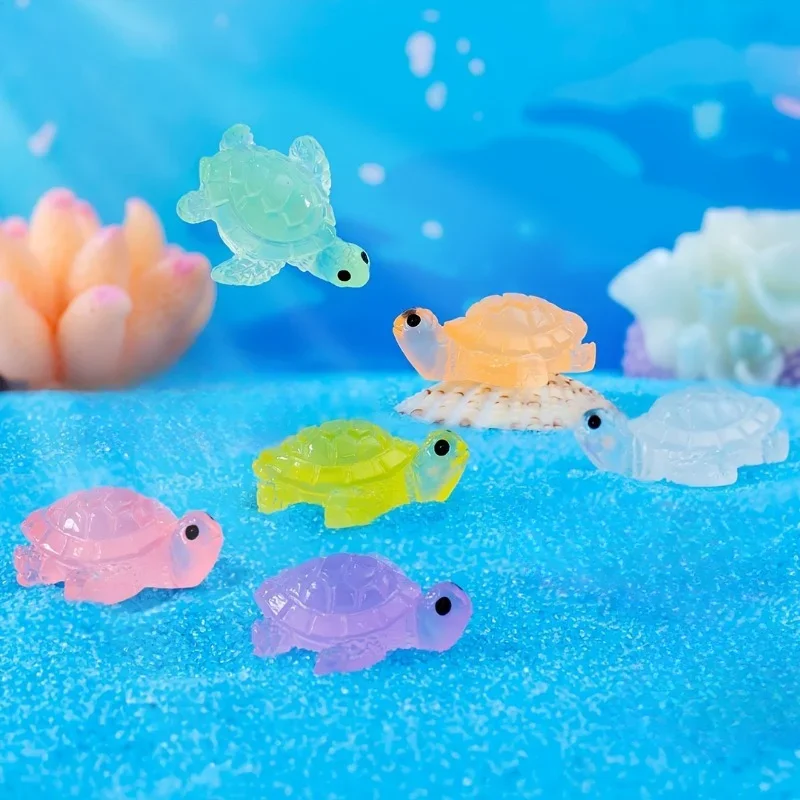 Mini Tartarugas Decorativas Brilham no Escuro para Aquário ou Terrário com 10 Peças - Imagem 2