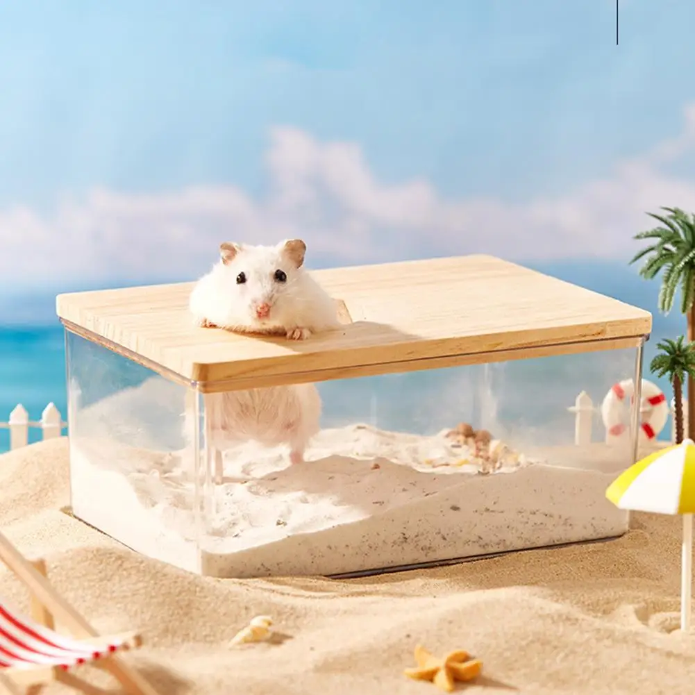 Caixa de Banho para Hamster Acrílico Transparente com Tampa Removível - Imagem 2