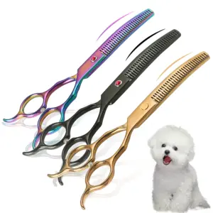 tesoura curvada dupla face para tosa de cães e gatos