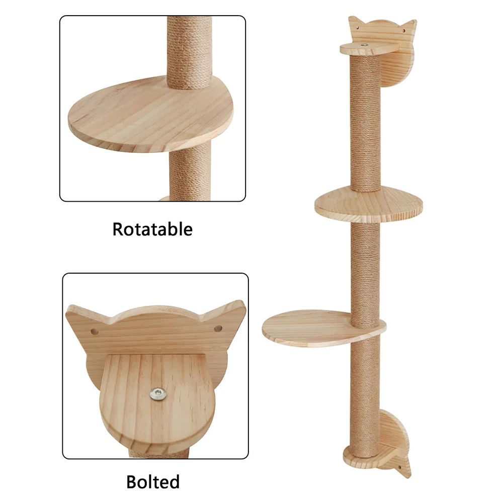 Arranhador de Sisal para Gatos com 2 Poleiros Montáveis na Parede - Image 4