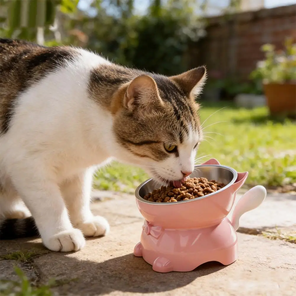 Tigela Elevada para Gatos de Inox Inclinada com Tigela Removível - Image 2