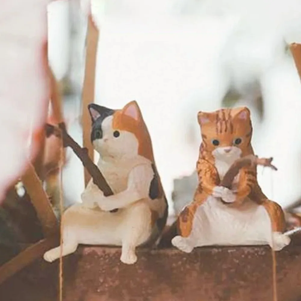 Estatueta de Gatinho Pescador para Aquário ou Terrário Decorativo - Imagem 2