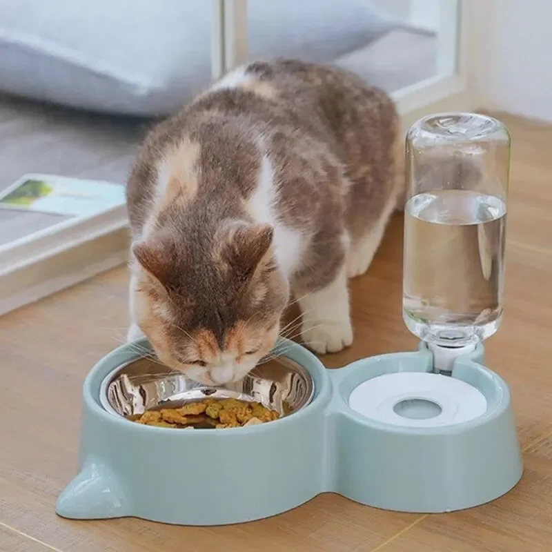 Comedouro Bebedouro Automático para Cães e Gatos Azul Aço Inox - Imagem 2