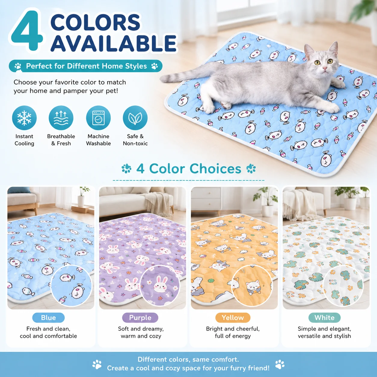 Tapete de Resfriamento para Cães e Gatos com Tecido de Seda Gelada - Image 2