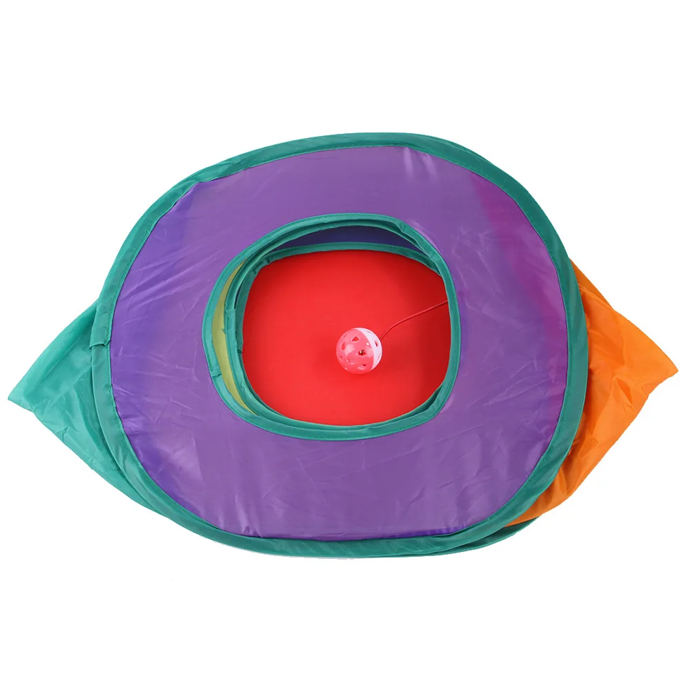 Túnel para Gatos Dobrável Quadrado Brinquedo Arco-Íris - Imagem 4