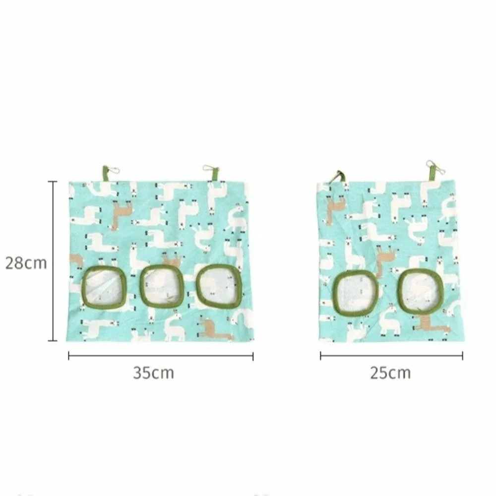 Bolsa de Feno Suspensa de Lona para Coelhos e Porquinhos-da-Índia com 2 Furos - Imagem 6