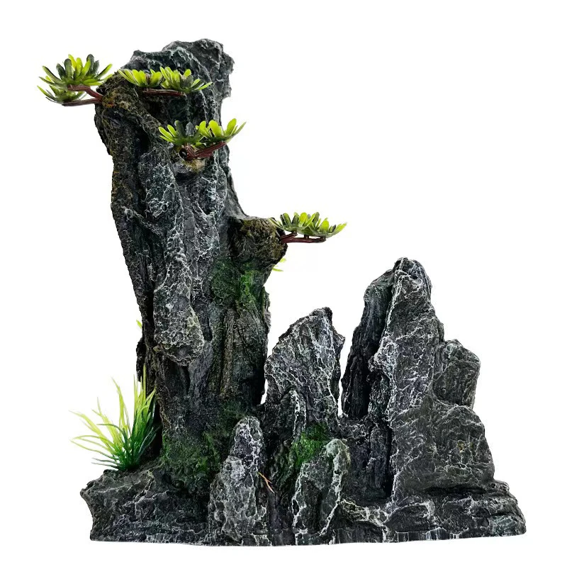 Decoração de Aquário Montanha Rocha Resina com Caverna Ampla - Imagem 2