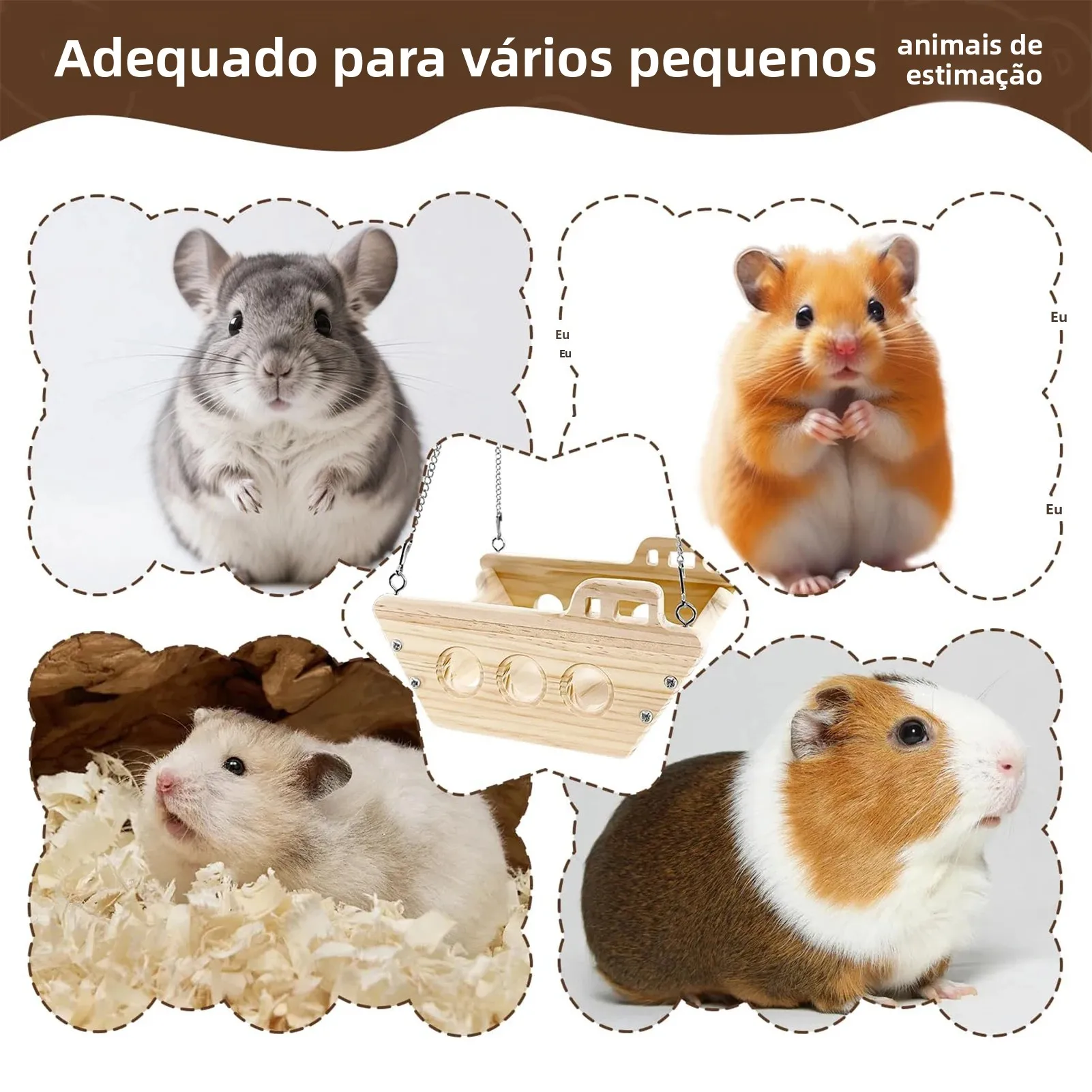 Plataforma de Madeira para Hamster e Chinchila Ajustável na Gaiola - Image 3