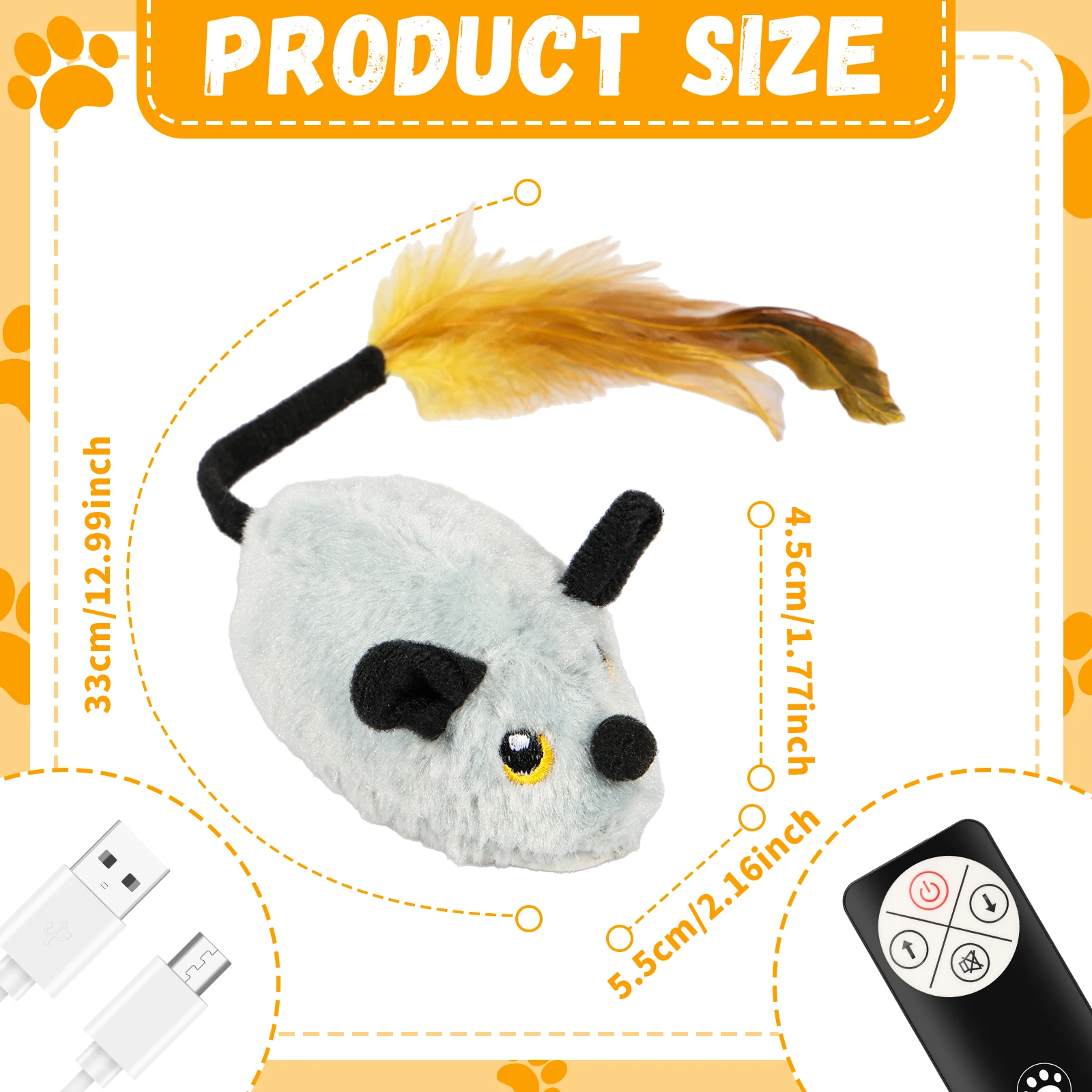 Brinquedo Rato para Gatos Recarregável USB com LED e Controle Remoto - Imagem 6