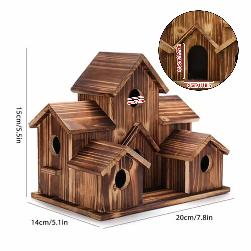 Casa para Pássaros de Madeira com 5 Entradas para Jardim 20x14x15 cm - Imagem 6