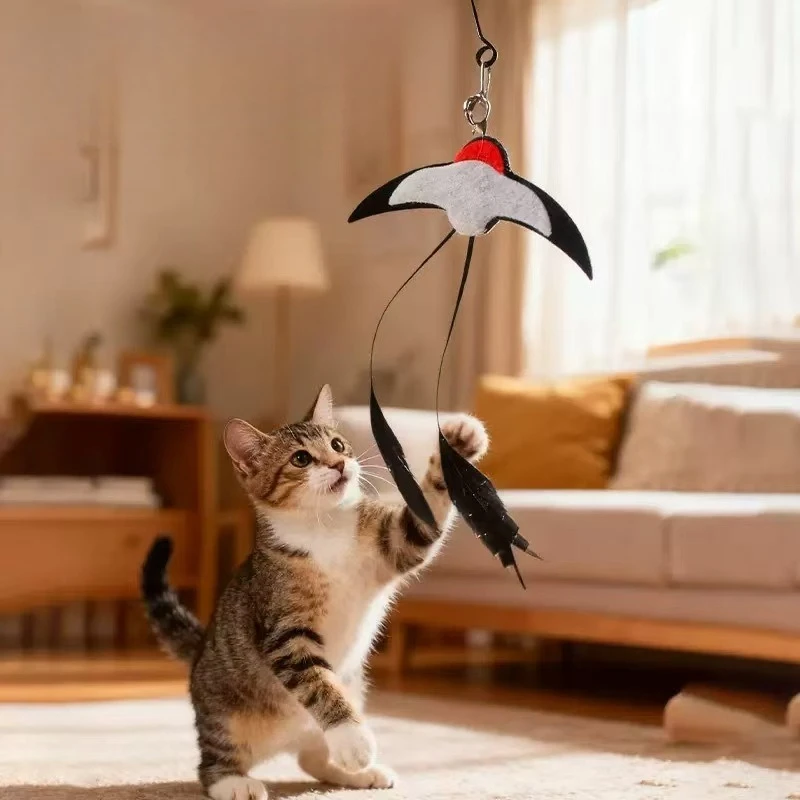 Brinquedo Varinha para Gatos com Pena e Sino Vermelho - Imagem 2