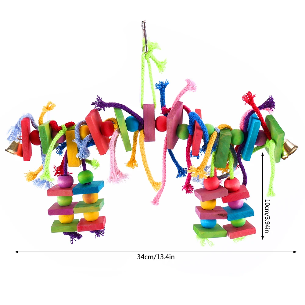 Brinquedo de Madeira para Pássaros e Papagaios com Blocos de Múltiplas Camadas - Imagem 6