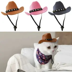 chapéu de cowboy para gatos ajustável
