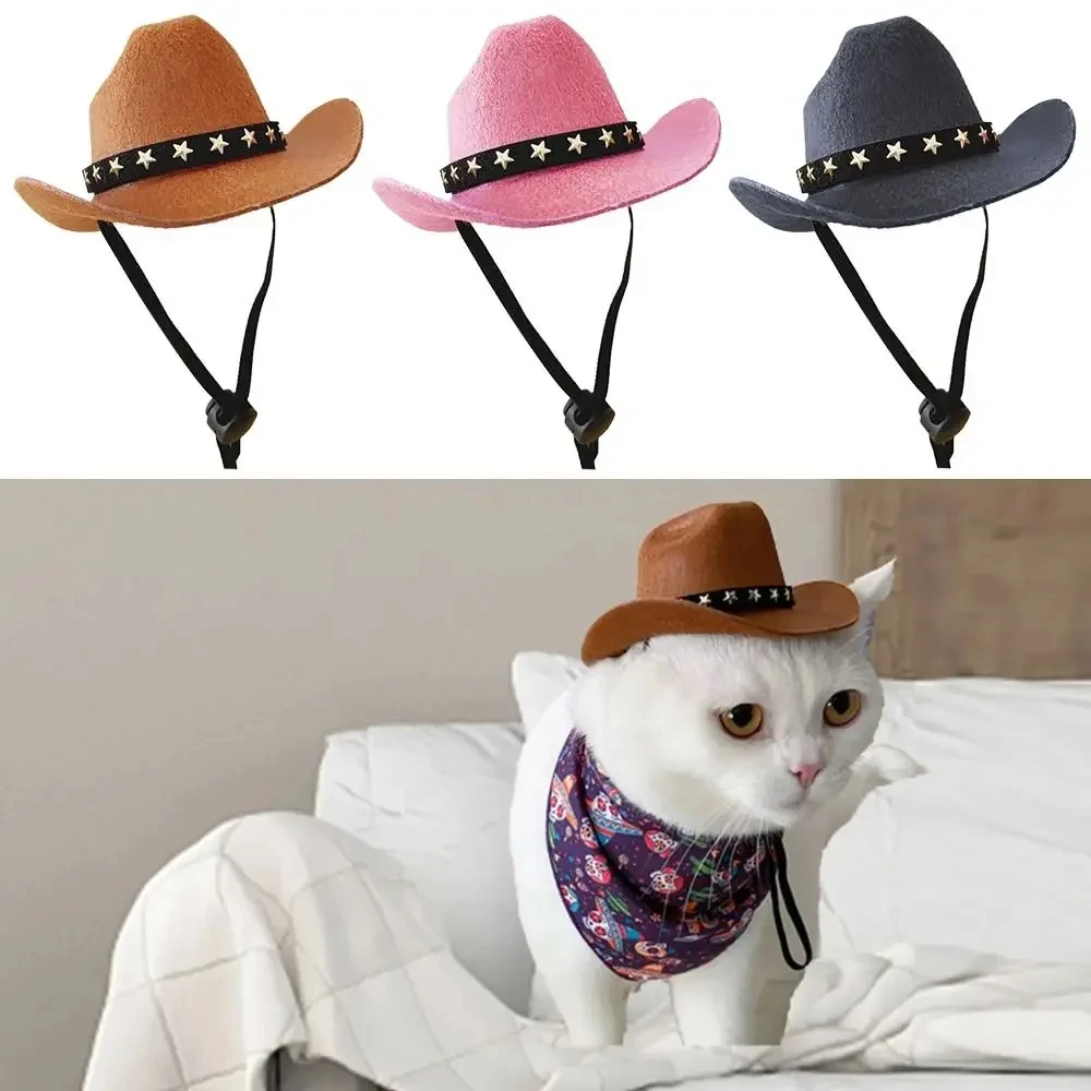 chapéu de cowboy para gatos ajustável
