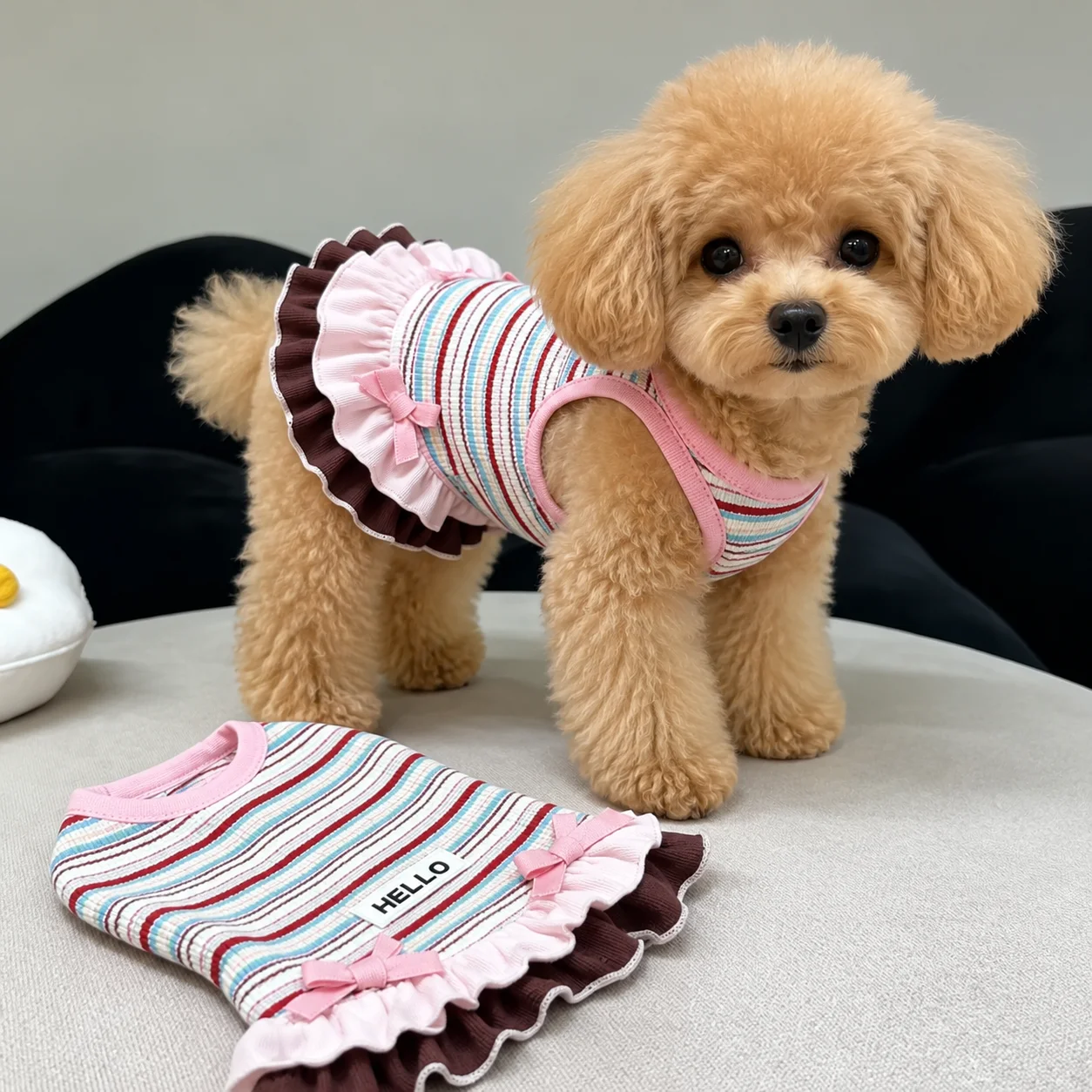 Vestido Listrado para Cães e Gatos de 7kg a 9kg, Estilo Confortável - Image 3