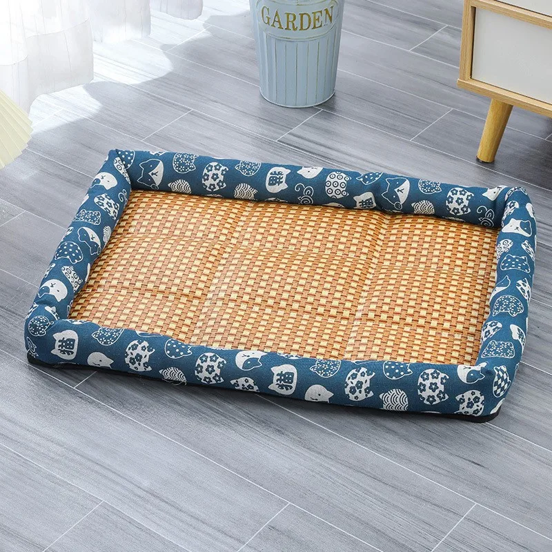 Tapete Cama para Gatos e Cães Pequenos de Rattan e Tecido - Imagem 5
