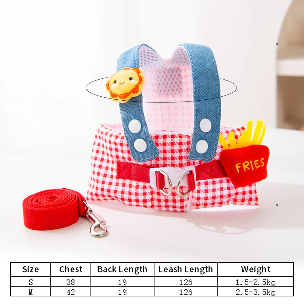 Conjunto Peitoral, Guia e Chapéu para Cães e Gatos, Branco ou Preto - Image 2