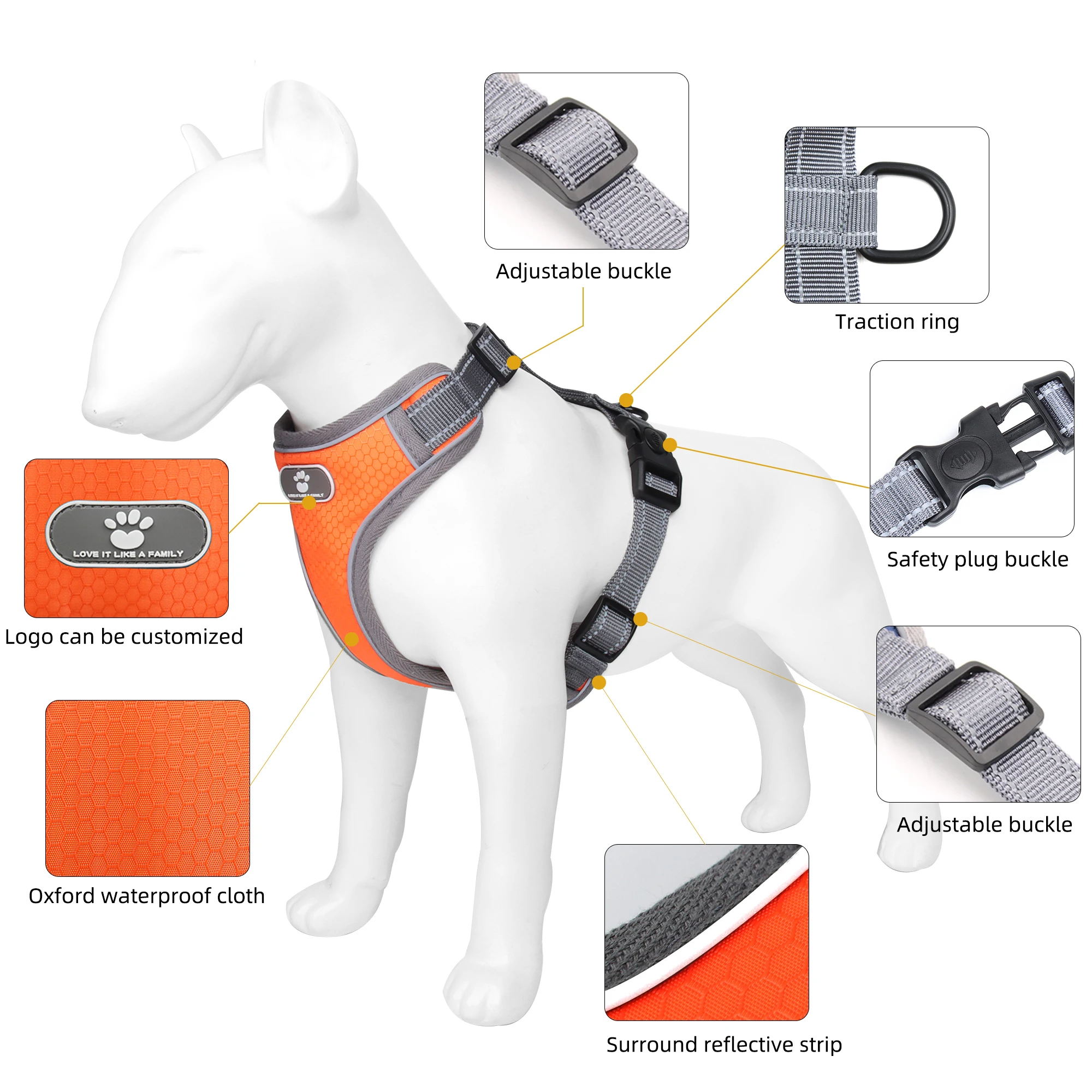 Colete para Cães Refletivo Oxford para Passeio - Imagem 3
