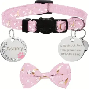 coleira personalizada para gatos com placa gravada