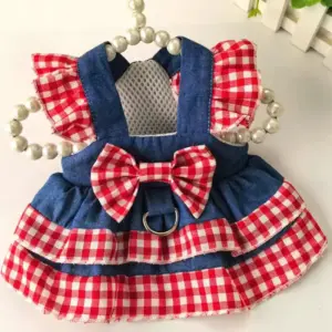 vestido jeans para cães com gancho