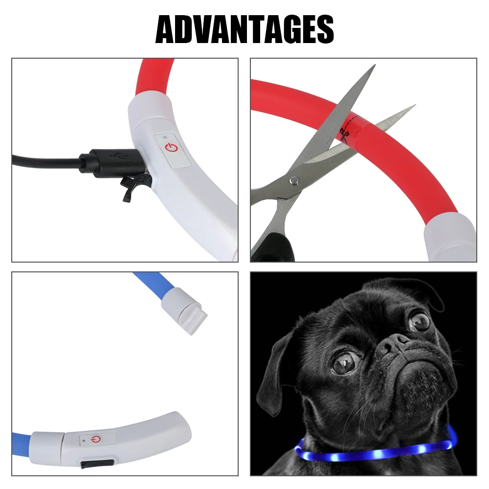 Coleira LED para Cães Recarregável USB Cortável para Ajuste - Image 5