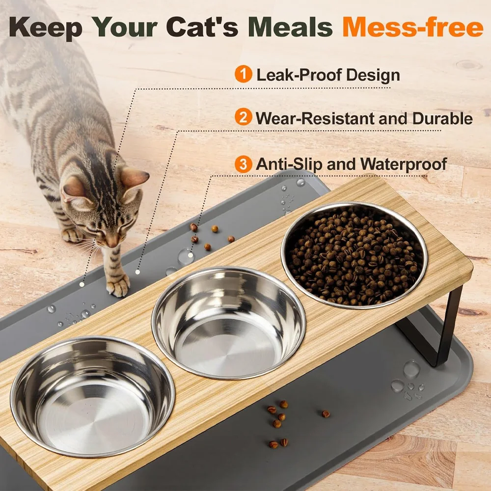 Suporte para 3 Tigelas de Gato com Estrutura de Ferro e Tapete Antiderrapante - Imagem 6
