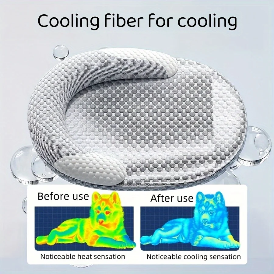 Cama de Seda Gelada para Cães e Gatos Oval com Capa Removível - Imagem 3