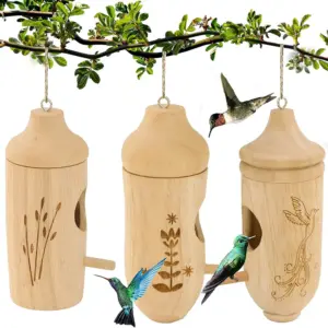 casa de beija-flor de madeira artesanal