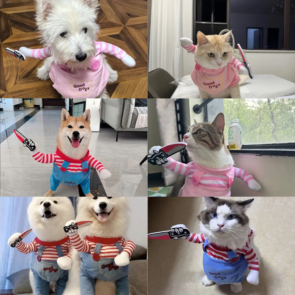 Fantasia Cosplay para Cães e Gatos de Poliéster Listrado - Imagem 5
