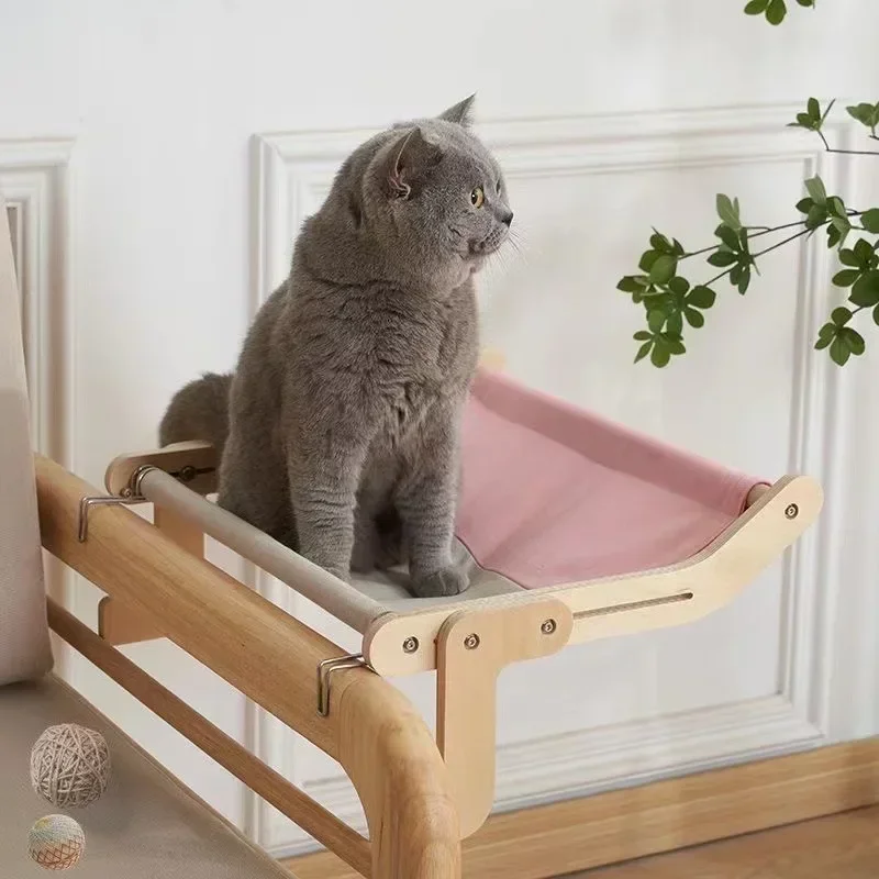 Rede para Gatos de Lona de Algodão com Montagem de Madeira Lavável - Imagem 5