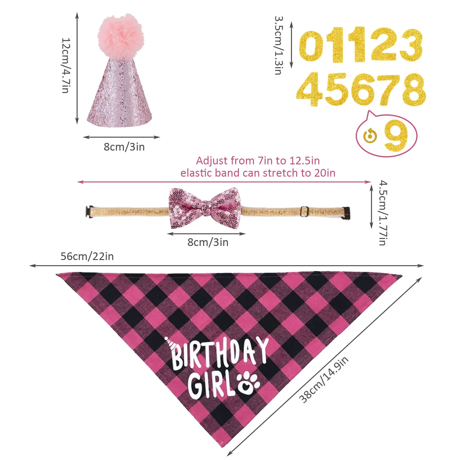 Kit Aniversário para Cães Médios e Grandes com Bandana e Chapéu Ajustável - Imagem 2