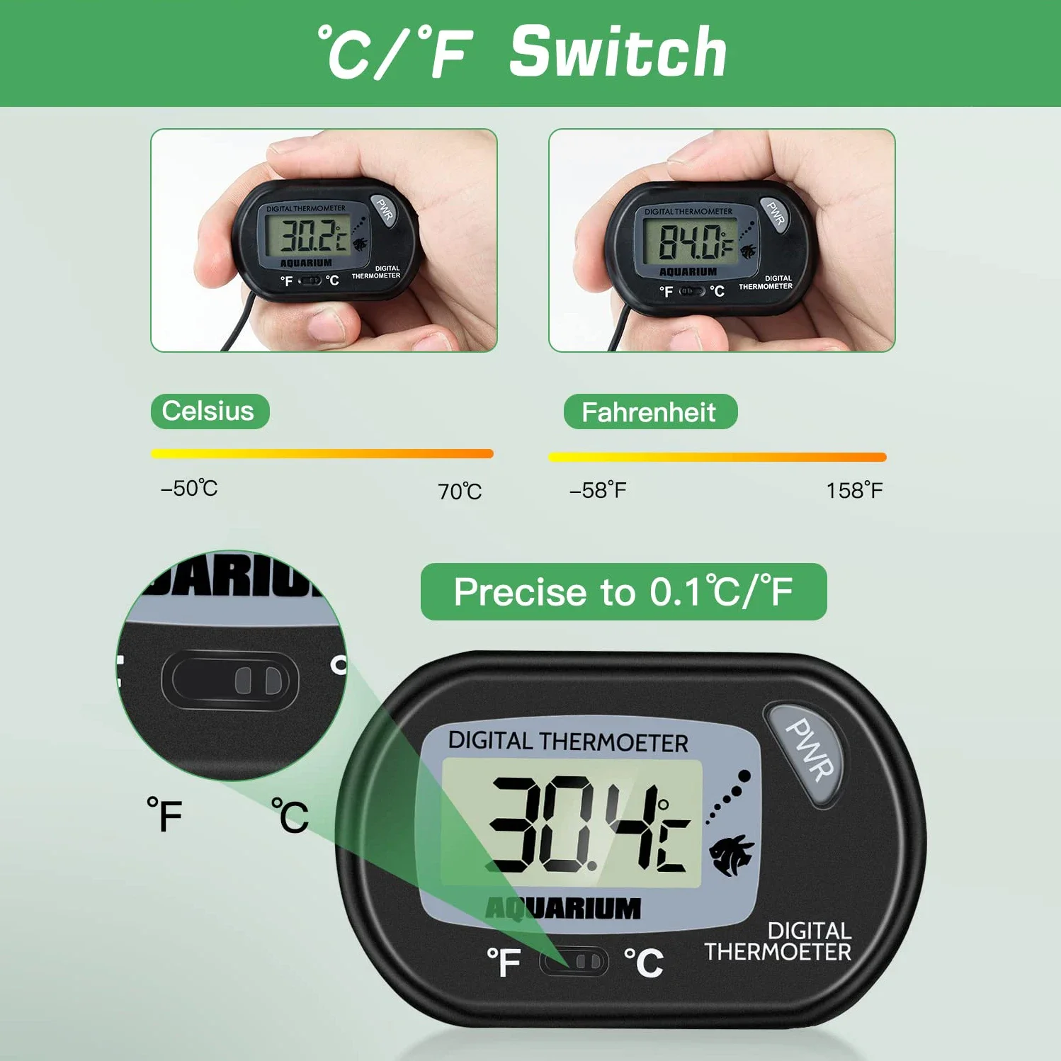 Termômetro Digital para Aquário com Ventosa e Sensor de Temperatura - Imagem 3