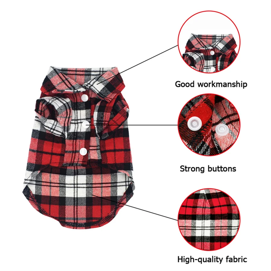 Casaco Camisa Xadrez para Cães e Gatos Pequenos - Imagem 4