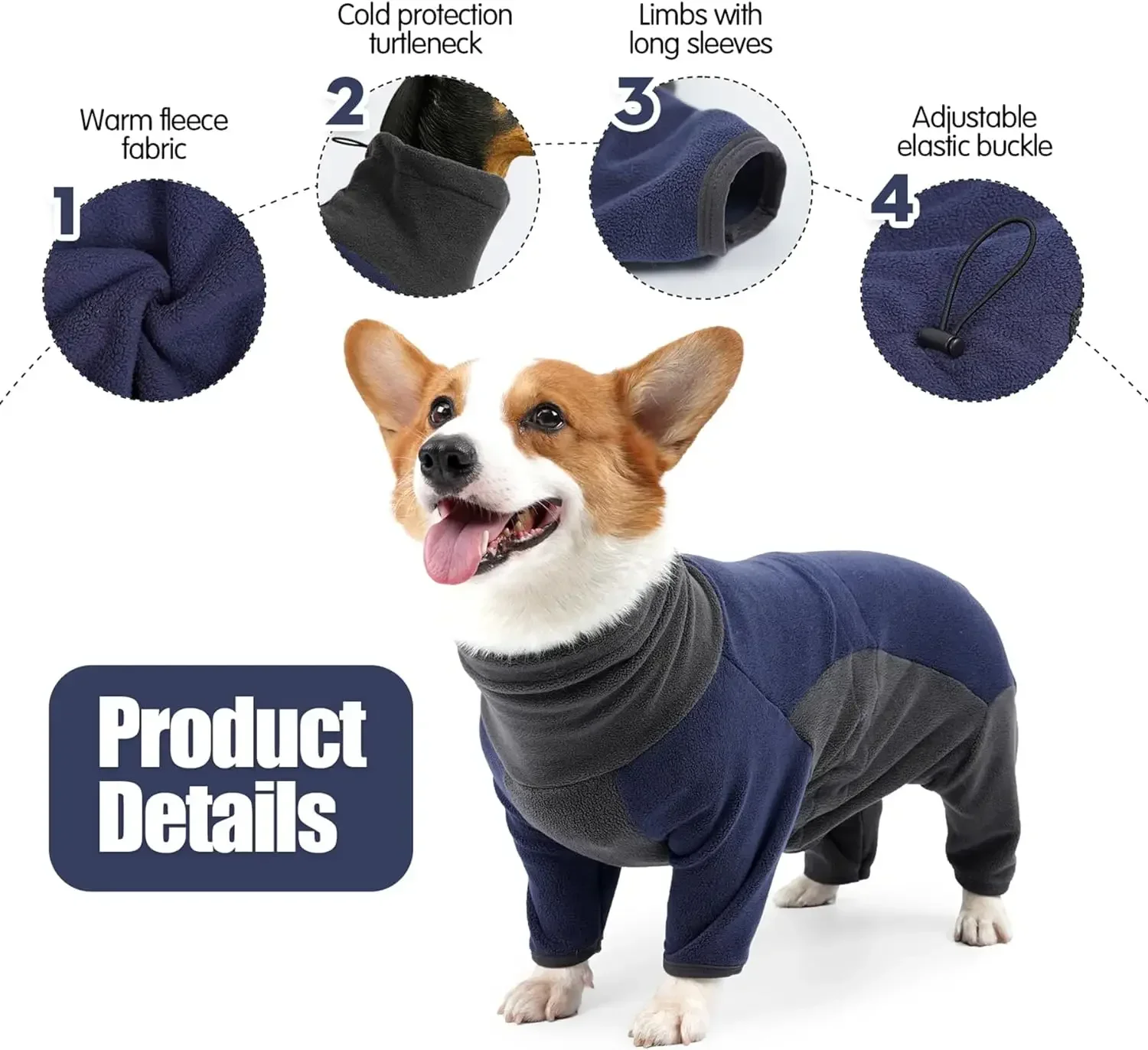 Camisola de Lã para Cães com Cordão Ajustável para Pescoço e Abdômen - Image 3