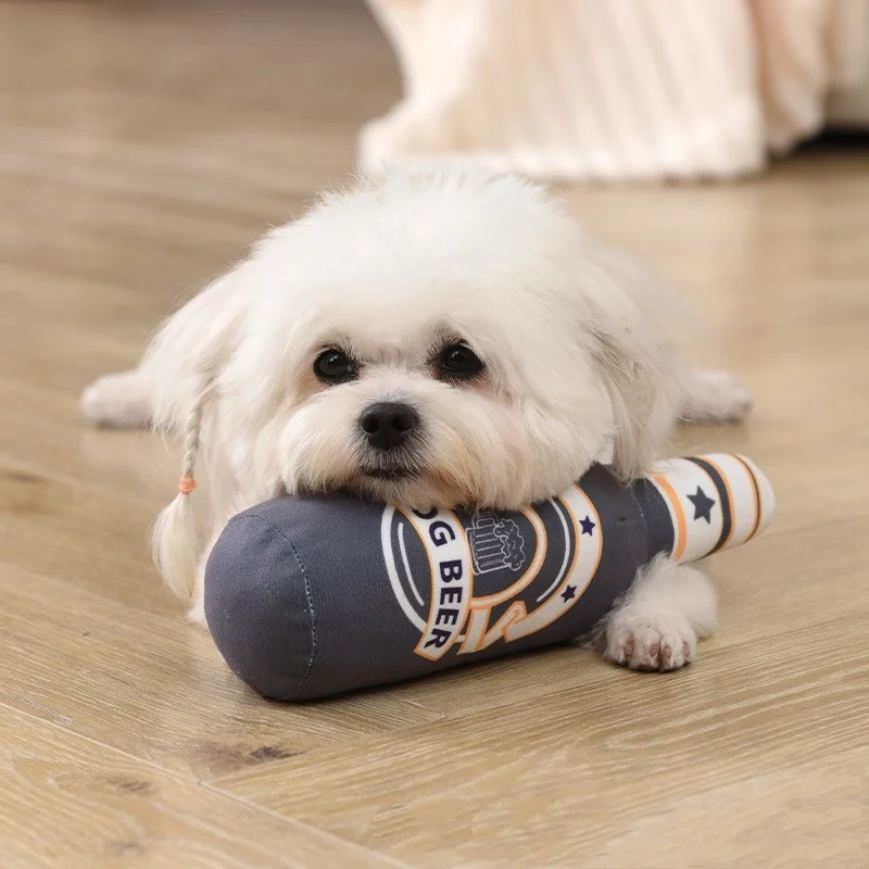 Brinquedo de Pelúcia para Cães em Forma de Garrafa de Cerveja com Som - Imagem 5