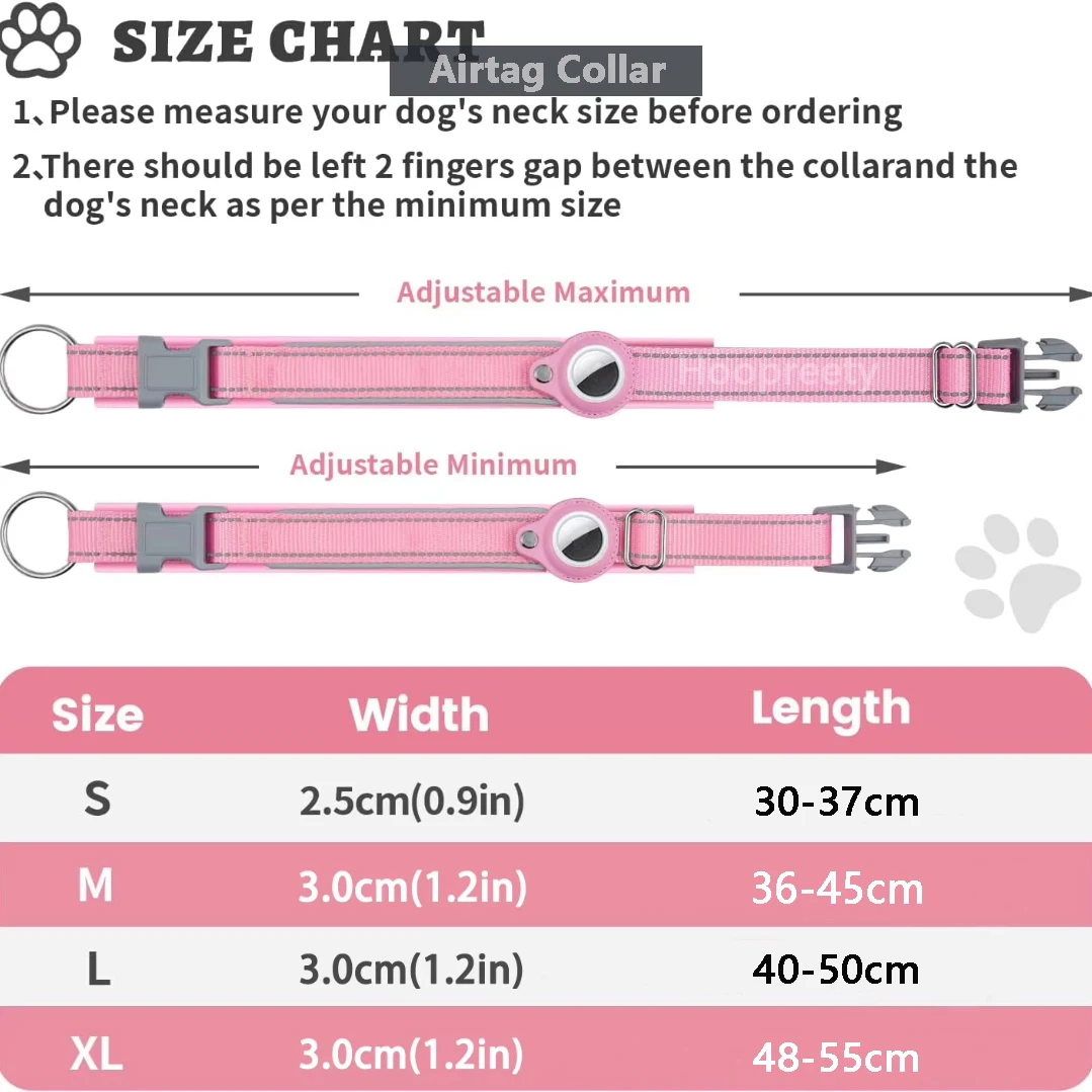 Coleira Refletiva para Cães com Suporte AirTag Ajustável - Imagem 3