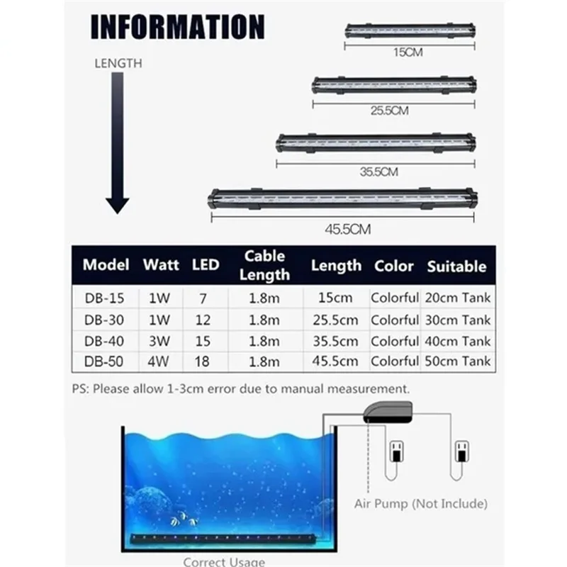 Luminária LED para Aquário Colorida Submersível 15 a 45,5 cm - Imagem 6