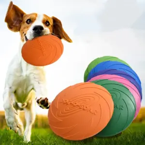 brinquedo disco voador de silicone para cães e gatos
