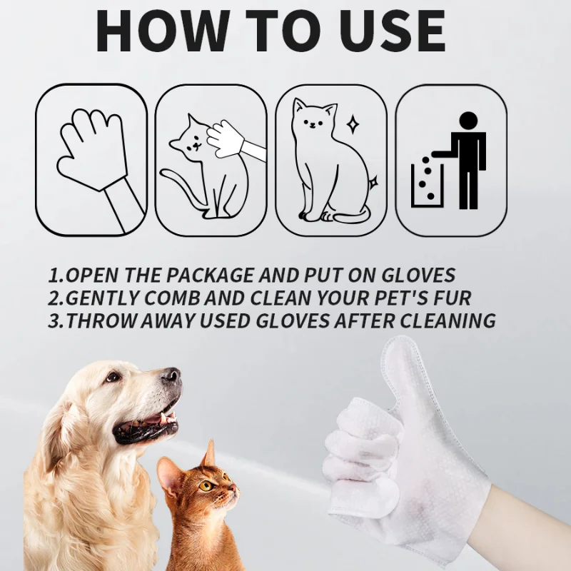 Luvas de Limpeza Descartáveis para Cães e Gatos Sem Enxágue - Image 5